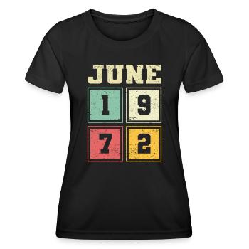 51ème anniversaire Juin Millésime 1972 Millésime - T-shirt sport Femme - noir - Devant - AI Model Female 172 light (172cm)