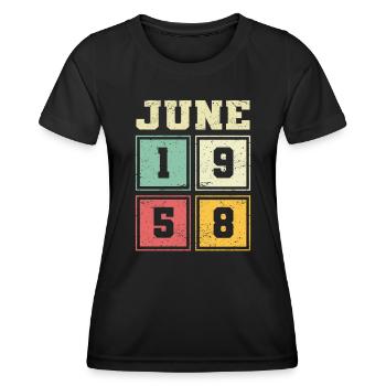 65th Birthday June Vintage 1958 Vintage - Women's Functional T-Shirt - black - Front - AI Model Female 172 light (172cm)