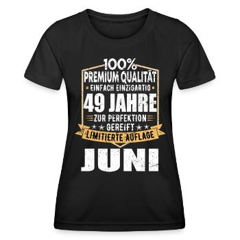 49. Geburtstag Juni Jahrgang 1974 Vintage - Frauen Funktions-T-Shirt - Schwarz - Vorne - AI Model Female 172 light (172cm)