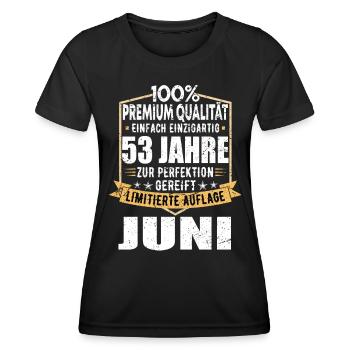 53. Geburtstag Juni Jahrgang 1970 Vintage - Frauen Funktions-T-Shirt - Schwarz - Vorne - AI Model Female 172 light (172cm)