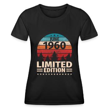 63ème anniversaire Juin Millésime 1960 Millésime - T-shirt sport Femme - noir - Devant - AI Model Female 172 light (172cm)