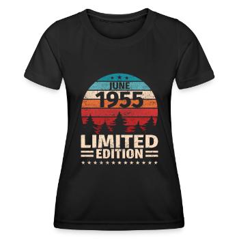68. Geburtstag Juni Jahrgang 1955 Vintage - Frauen Funktions-T-Shirt - Schwarz - Vorne - AI Model Female 172 light (172cm)