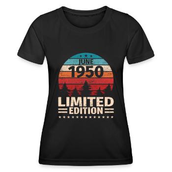 73ème anniversaire Juin Millésime 1950 Millésime - T-shirt sport Femme - noir - Devant - AI Model Female 172 light (172cm)