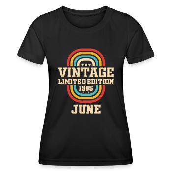 38ème anniversaire Juin Millésime 1985 Millésime - T-shirt sport Femme - noir - Devant - AI Model Female 172 light (172cm)