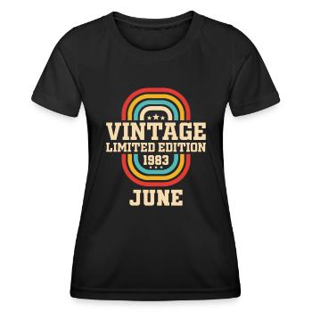 40th Birthday June Vintage 1983 Vintage - Women's Functional T-Shirt - black - Front - AI Model Female 172 light (172cm)