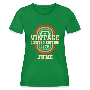 45th Birthday June Vintage 1978 Vintage - Women's Functional T-Shirt - kelly green - Front - AI Model Female 172 dark (172cm)