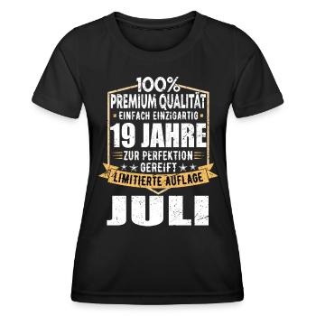 19. Geburtstag Juli Jahrgang 2004 Vintage - Frauen Funktions-T-Shirt - Schwarz - Vorne - AI Model Female 172 light (172cm)