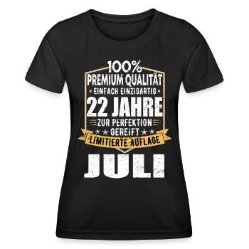 22. Geburtstag Juli Jahrgang 2001 Vintage - Frauen Funktions-T-Shirt - Schwarz - Vorne - AI Model Female 172 light (172cm)