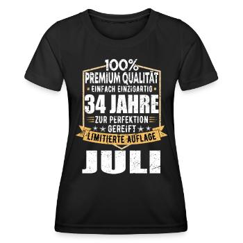 34. Geburtstag Juli Jahrgang 1989 Vintage - Frauen Funktions-T-Shirt - Schwarz - Vorne - AI Model Female 172 light (172cm)