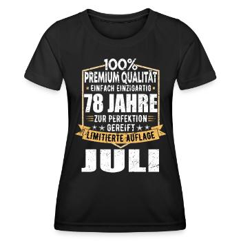 78. Geburtstag Juli Jahrgang 1945 Vintage - Frauen Funktions-T-Shirt - Schwarz - Vorne - AI Model Female 172 light (172cm)
