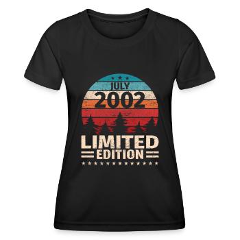 21ème Anniversaire Juillet Millésime 2002 Millésime - T-shirt sport Femme - noir - Devant - AI Model Female 172 light (172cm)