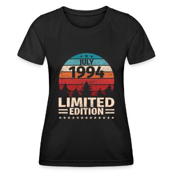 29ème Anniversaire Juillet Millésime 1994 Millésime - T-shirt sport Femme - noir - Devant - AI Model Female 172 light (172cm)