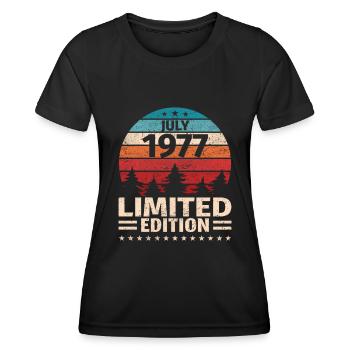 46ème anniversaire Juillet Millésime 1977 Millésime - T-shirt sport Femme - noir - Devant - AI Model Female 172 light (172cm)