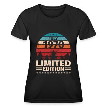 53ème anniversaire Juillet Millésime 1970 Millésime - T-shirt sport Femme - noir - Devant - AI Model Female 172 light (172cm)
