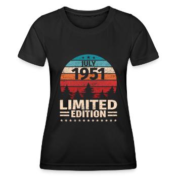 72. Geburtstag Juli Jahrgang 1951 Vintage - Frauen Funktions-T-Shirt - Schwarz - Vorne - AI Model Female 172 light (172cm)