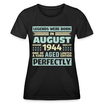 79. Geburtstag August Jahrgang 1944 Vintage - Frauen Funktions-T-Shirt - Schwarz - Vorne - AI Model Female 172 light (172cm)