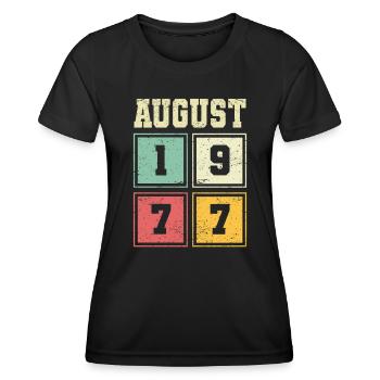 46ème anniversaire août millésime 1977 millésime - T-shirt sport Femme - noir - Devant - AI Model Female 172 light (172cm)