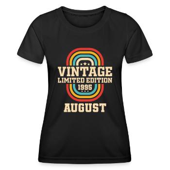 28th Birthday August Vintage 1995 Vintage - Women's Functional T-Shirt - black - Front - AI Model Female 172 light (172cm)