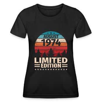 49ème anniversaire août millésime 1974 millésime - T-shirt sport Femme - noir - Devant - AI Model Female 172 light (172cm)