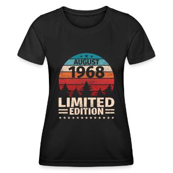55e anniversaire Août Millésime 1968 Millésime - T-shirt sport Femme - noir - Devant - AI Model Female 172 light (172cm)