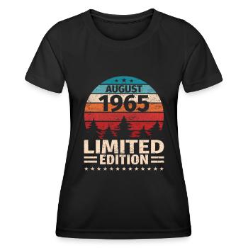 58e anniversaire Août Millésime 1965 Millésime - T-shirt sport Femme - noir - Devant - AI Model Female 172 light (172cm)