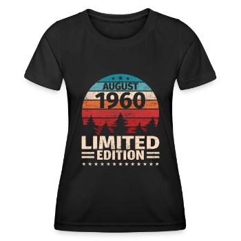 63. Geburtstag August Jahrgang 1960 Vintage - Frauen Funktions-T-Shirt - Schwarz - Vorne - AI Model Female 172 light (172cm)