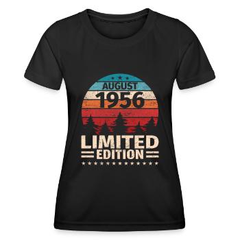 67. Geburtstag August Jahrgang 1956 Vintage - Frauen Funktions-T-Shirt - Schwarz - Vorne - AI Model Female 172 light (172cm)