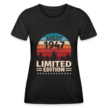 76e anniversaire août millésime 1947 millésime - T-shirt sport Femme - noir - Devant - AI Model Female 172 light (172cm)