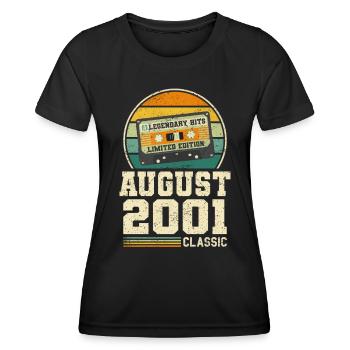 22. Geburtstag August Jahrgang 2001 Vintage - Frauen Funktions-T-Shirt - Schwarz - Vorne - AI Model Female 172 light (172cm)