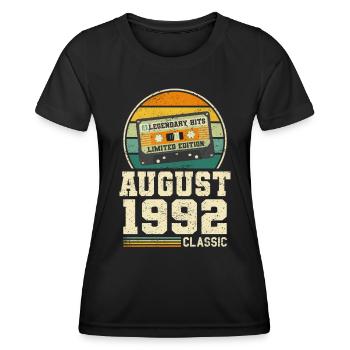 31st Birthday August Vintage 1992 Vintage - Women's Functional T-Shirt - black - Front - AI Model Female 172 light (172cm)