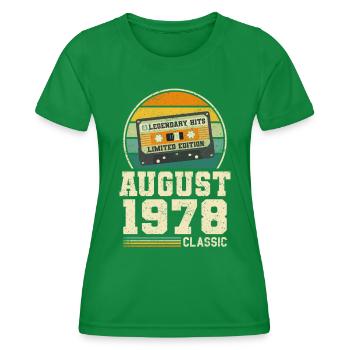 45th Birthday August Vintage 1978 Vintage - Women's Functional T-Shirt - kelly green - Front - AI Model Female 172 dark (172cm)