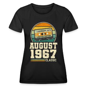 56ème Anniversaire Août Millésime 1967 - T-shirt sport Femme - noir - Devant - AI Model Female 172 light (172cm)
