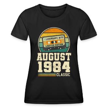 39th Birthday August Vintage 1984 Vintage - Women's Functional T-Shirt - black - Front - AI Model Female 172 light (172cm)