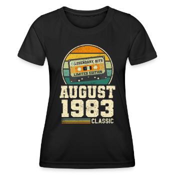 40th Birthday August Vintage 1983 Vintage - Women's Functional T-Shirt - black - Front - AI Model Female 172 light (172cm)