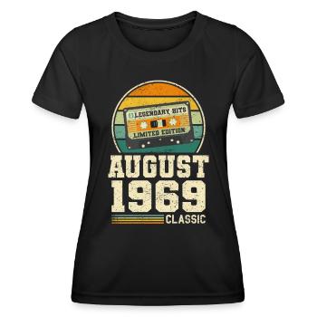 54. Geburtstag August Jahrgang 1969 Vintage - Frauen Funktions-T-Shirt - Schwarz - Vorne - AI Model Female 172 light (172cm)