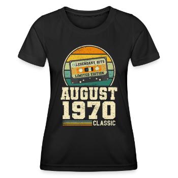 53. Geburtstag August Jahrgang 1970 Vintage - Frauen Funktions-T-Shirt - Schwarz - Vorne - AI Model Female 172 light (172cm)
