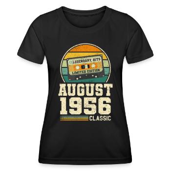 67th Birthday August Vintage 1956 Vintage - Women's Functional T-Shirt - black - Front - AI Model Female 172 light (172cm)