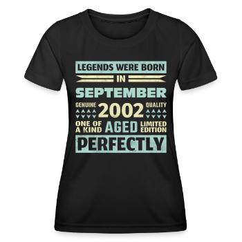 21ème anniversaire août millésime 2002 millésime - T-shirt sport Femme - noir - Devant - AI Model Female 172 light (172cm)