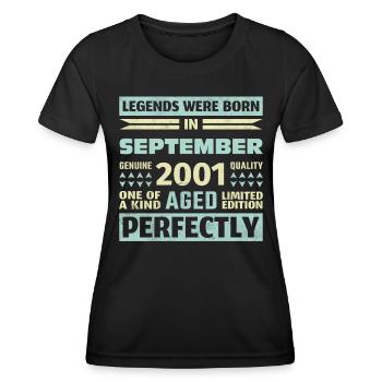 22. Geburtstag August Jahrgang 2001 Vintage - Frauen Funktions-T-Shirt - Schwarz - Vorne - AI Model Female 172 light (172cm)