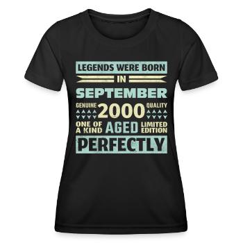 23. Geburtstag August Jahrgang 2000 Vintage - Frauen Funktions-T-Shirt - Schwarz - Vorne - AI Model Female 172 light (172cm)