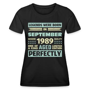 34. Geburtstag August Jahrgang 1989 Vintage - Frauen Funktions-T-Shirt - Schwarz - Vorne - AI Model Female 172 light (172cm)
