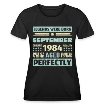 39th Birthday August Vintage 1984 Vintage - Women's Functional T-Shirt - black - Front - AI Model Female 172 light (172cm)