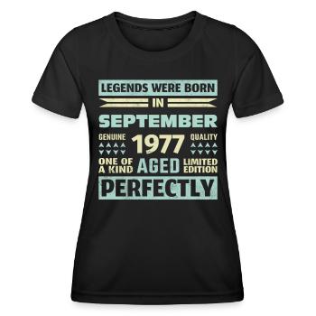 46ème anniversaire août millésime 1977 millésime - T-shirt sport Femme - noir - Devant - AI Model Female 172 light (172cm)