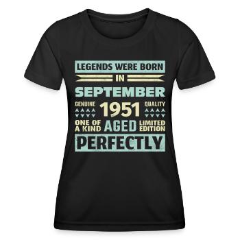 72. Geburtstag August Jahrgang 1951 Vintage - Frauen Funktions-T-Shirt - Schwarz - Vorne - AI Model Female 172 light (172cm)