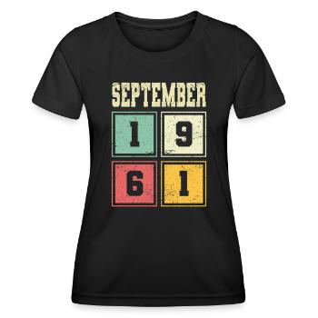 62ème anniversaire Septembre Millésime 1961 Millésime - T-shirt sport Femme - noir - Devant - AI Model Female 172 light (172cm)