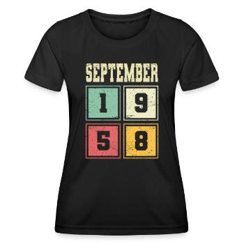 65th Birthday September Vintage 1958 Vintage - Women's Functional T-Shirt - black - Front - AI Model Female 172 light (172cm)