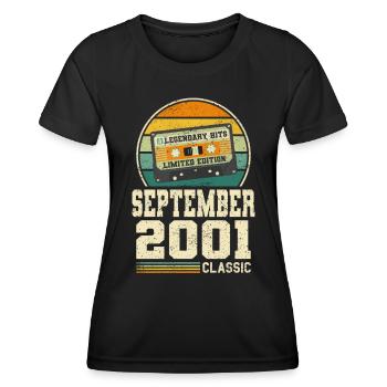 22. Geburtstag September Jahrgang 2001 Vintage - Frauen Funktions-T-Shirt - Schwarz - Vorne - AI Model Female 172 light (172cm)