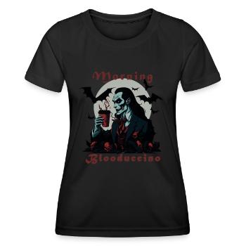 Cappuccino de sang, Dracula, Halloween - T-shirt sport Femme - noir - Devant - AI Model Female 172 light (172cm)