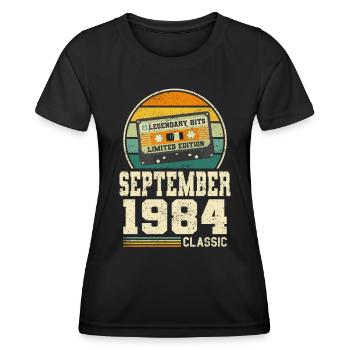 39th Birthday September Vintage 1984 Vintage - Women's Functional T-Shirt - black - Front - AI Model Female 172 light (172cm)