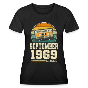 54. Geburtstag September Jahrgang 1969 Vintage - Frauen Funktions-T-Shirt - Schwarz - Vorne - AI Model Female 172 light (172cm)